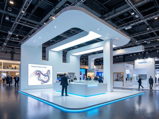 公司参加国际展会现场，展台布置专业，参观者络绎不绝，国际化商务交流